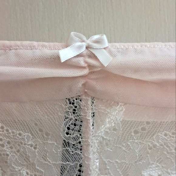 Elegant Lace Trimmed Pink Thong - Picture 3 of 6